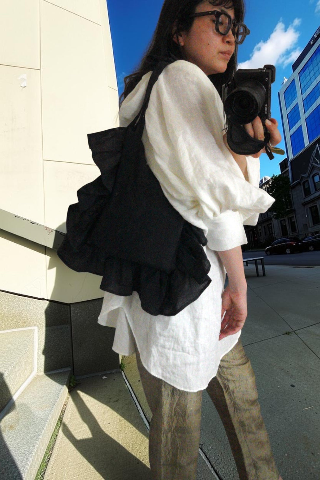 frill tote bag /M